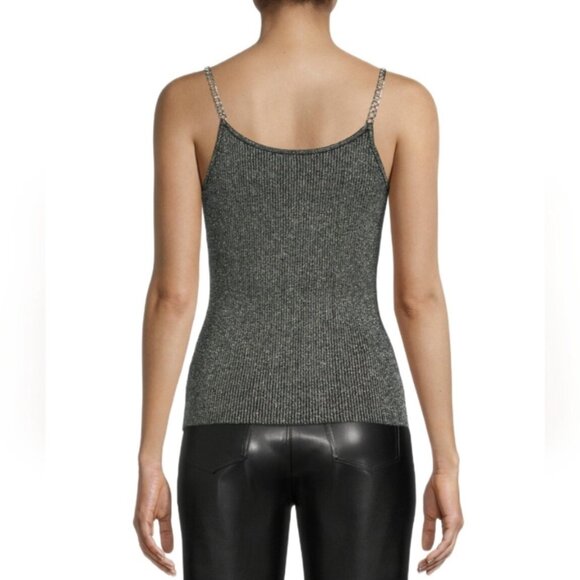 Chain Strap Tank Top Sweater Women XXXL 21 Black Silver Metallic Sleeveless - Picture 4 of 8